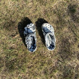 Black and white crocs. Scheels, very comfortable, cleaned